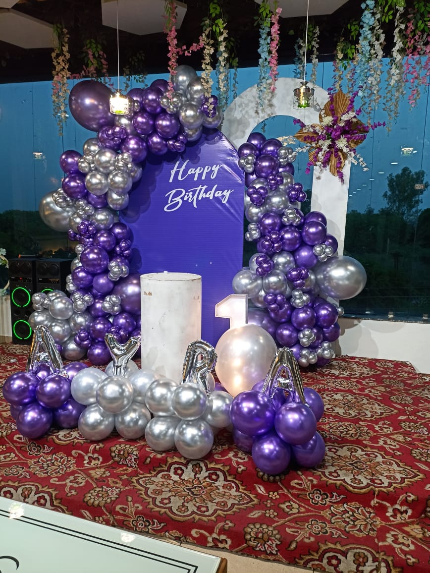 Royal Purple-Silver Balloon Decor