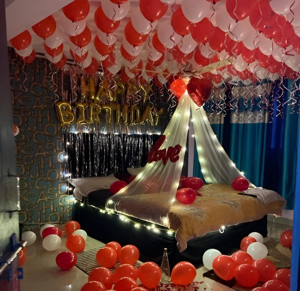 Romantic Balloon Birthday Bed Decoration❤️