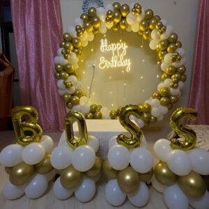 Gold-White Bdy Ring Decor with Name Balloons